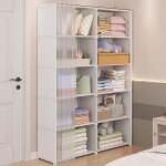 Armoire penderie avec porte manteau etag�res et rideaux rangement chambre vestiaire blanc