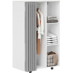 Armoire penderie v�tement dressing mobile 4 roulettes avec tringle � v�tements et �tag�res ouvertes, ...