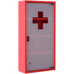 Homcom - armoire  pharmacie 3 tagres 4 niveaux verrouillable porte verre tremp dpoli logo croix ...