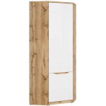 Armoire placard d'angle 1 porte coloris ch�ne wotan / blanc brillant - longueur 78 x profondeur 78 x ...