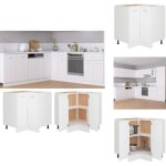 Armoire de plancher d'angle blanc 75, 5x75, 5x81, 5 cm bois - armoire de cuisine - meuble de cuisine ... Armoire de plancher d'angle blanc 75, 5x75, 5x81, 5 cm bois - armoire de cuisine - meuble de cuisine ...