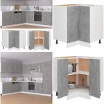 Vidaxl - armoire de plancher d'angle gris bton 75, 5x75, 5x81, 5 cm bois - armoire de cuisine - meuble ...
