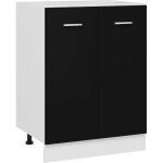 Armoire de plancher  tiroir, meuble bas cuisine, armoire de rangement noir 60x46x81, 5 cm agglomr ...