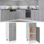 Armoire de plancher � tiroir, meuble bas cuisine, armoire de rangement sonoma gris 30x46x81, 5 cm pewv18700 ...