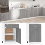 Armoire de plancher  tiroir, meuble bas cuisine, armoire de rangement sonoma gris 50x46x81, 5 cm pewv58570 ...