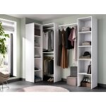 Armoire plose, structure pour dressing d'angle, porte - manteau d'angle ouvert, 226x79h186 cm, blanc, ...
