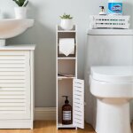 Skecten - armoire avec porte - papier meuble de salle de bain sur pied en pvc, blanc, 17x15x76cm
