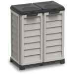Armoire porte sac poubelles 2x100l pour ext�rieur ou int�rieur - 76�46�89 cm - sable et gris anthracite ...
