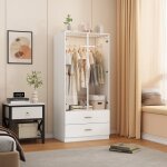 Armoire avec porte vitr�e et led - armoire avec 2 portes et 2 tiroirs - dressing de chambre adulte - ...