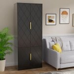 Armoire de rangement � 4 portes, meuble haute de rangement, buffet de cuisine, garde - robe, �tag�res ...