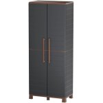 Armoire de rangement anthracite 2 portes 3 etag�res r�glables 68 x 37 x 169cm - meuble de garage atelier ...