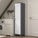 Armoire de rangement balais 40x40x165 cm avec �tag�res et tringle, porte verrouillable, m�tal gris