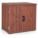 Armoire de rangement en bois avec doubles portes et poign�es de porte pour jardin patio arri�re - cour ...