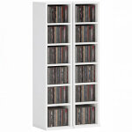 Armoire de rangement cd - dvd - homcom - 6 + 6 compartiments - capacit� max. 204 cd - 21 x 22, 5 x 88, ...