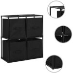 Maisonchic - armoire de rangement, commode, meuble de rangement avec 4 paniers tissu noir 63x30x71cm ...