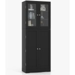 Armoire de rangement haute, avec placard  portes en verre tremp, tagres de porte de dispositif anti ...
