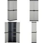 Armoire de rangement de jardin 3 tagres gris / noir 68x40x168cm - meuble de jardin - armoire extrieure ...