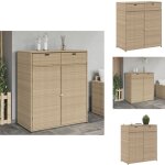 Armoire de rangement jardin beige 105x55x113 cm r�sine tress�e - coffre de jardin - rangements exterieur ...