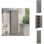 Armoire de rangement jardin gris 59x40x180 cm résine tressée - meuble de jardin - armoire extérieure ... Armoire de rangement jardin gris 59x40x180 cm résine tressée - meuble de jardin - armoire extérieure ...