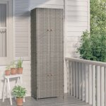 The living store - armoire de rangement jardin gris 59x40x180 cm rsine tresse - meuble de jardin - ...
