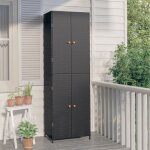 The living store - armoire de rangement de jardin noir 59x40x180 cm rsine tresse - meuble de jardin ...