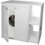 Armoire de rangement pour lave - linge avec portes et tagre latrale blanc