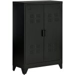 Homcom - armoire de rangement mtal design industriel - 2 tagres - structure pitement tle mtal noir ...