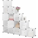 Armoire de rangement modulable, tagre rangement plastique, meuble cube avec portes, 15 casiers, blanc ...