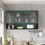 Redom - armoire de rangement murale en verre � quatre portes de 120 cm, montage mural, adapt�e � la cuisine, ...
