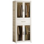 Armoire de rangement portable en plastique avec grande capacit, autonome bacs de rangement pliables ...