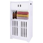 Armoire rangement salle de bain, 4 casiers, 36  22  75 cm, meuble toilette / cuisine / chambre blanc ...