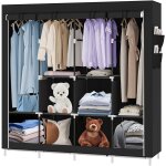 Armoire de rangement armoire en tissu intiss penderie pour vtement fermeture  glissire 4 barres pour ...