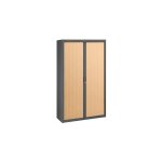 Sans marque - armoire à rideaux démontables 200 x 120 cm anthracite - portes hêtre - maxiburo Sans marque - armoire à rideaux démontables 200 x 120 cm anthracite - portes hêtre - maxiburo