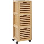 Beliani - armoire de salle de bain en bambou avec 3 tiroirs  roulettes rangement bois clair shawnee