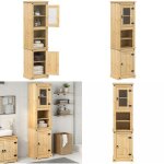 Armoire de salle de bain corona 50x40x185 cm bois de pin massif - meuble de salle de bain - armoire de ...