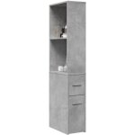 Armoire de salle de bain �troite avec roulettes gris b�ton - vidaxl