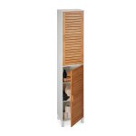 Relaxdays - armoire de salle de bain, h x l x p : 190x40x30 cm, 6 compartiments, mdf & bambou, meuble ...