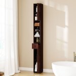 Armoire de salle de bain haute et mince meuble colonne avec 1 tiroir placard � �tag�res ajustables brun ...