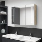 Armoire de salle de bain?meuble de salle de bain  miroir led 89x14x62cm blanc et chne cfw790940