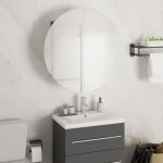 Design in - armoire de salle de bain, meuble de salle de bain miroir rond et led gris 47x47x17, 5 cm ...