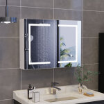 Armoire salle de bain miroir, armoire � miroir � double porte 80�60cm, miroir salle de bain avec rangement, ...