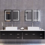 Armoire de salle de bain avec miroir et led �clairage, 80x13x60cm armoire de toilette miroir avec �tag�re ...
