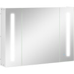Armoire salle de bain avec miroir, meuble de toilette mural en mdf avec 3 portes, 3 �tag�res et �clairage ...