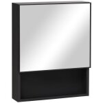 Armoire salle de bain miroir mural inox 46x13, 5x58 cm - 2 �tag�res int�rieures + tablette verre ouverte ...