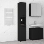 The living store armoire de salle de bain noir 32x34x188, 5 cm bois d'ing�nierie - meuble de salle de ...