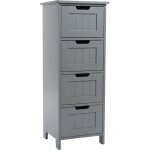 Armoire de salle de bain relaxdays, 4 tiroirs, h x l x p : 82 x 30 x 30 cm, mdf, meuble d'appoint, grise ...