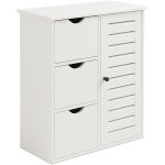 Armoire de salle de bain relaxdays, h x l x p : 80 x 60 x 30 cm, 3 tiroirs, meuble d'appoint pour salle ...