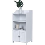 Armoire de salle de bain relaxdays, hxlxp : 86x40, 5x36 cm, 4 compartiments, 2 portes, mdf, meuble blanc. ...