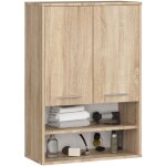 Armoire salle de bains suspendue akord fin ch�ne sonoma 64 cm 2 portes fa�ade ch�ne sonoma 4 �tag�res ...
