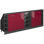 Armoire sous pente de toit rion, rouge brillant / anthracite, lot de 5, vicco